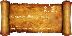 Klopfer Begónia névjegykártya